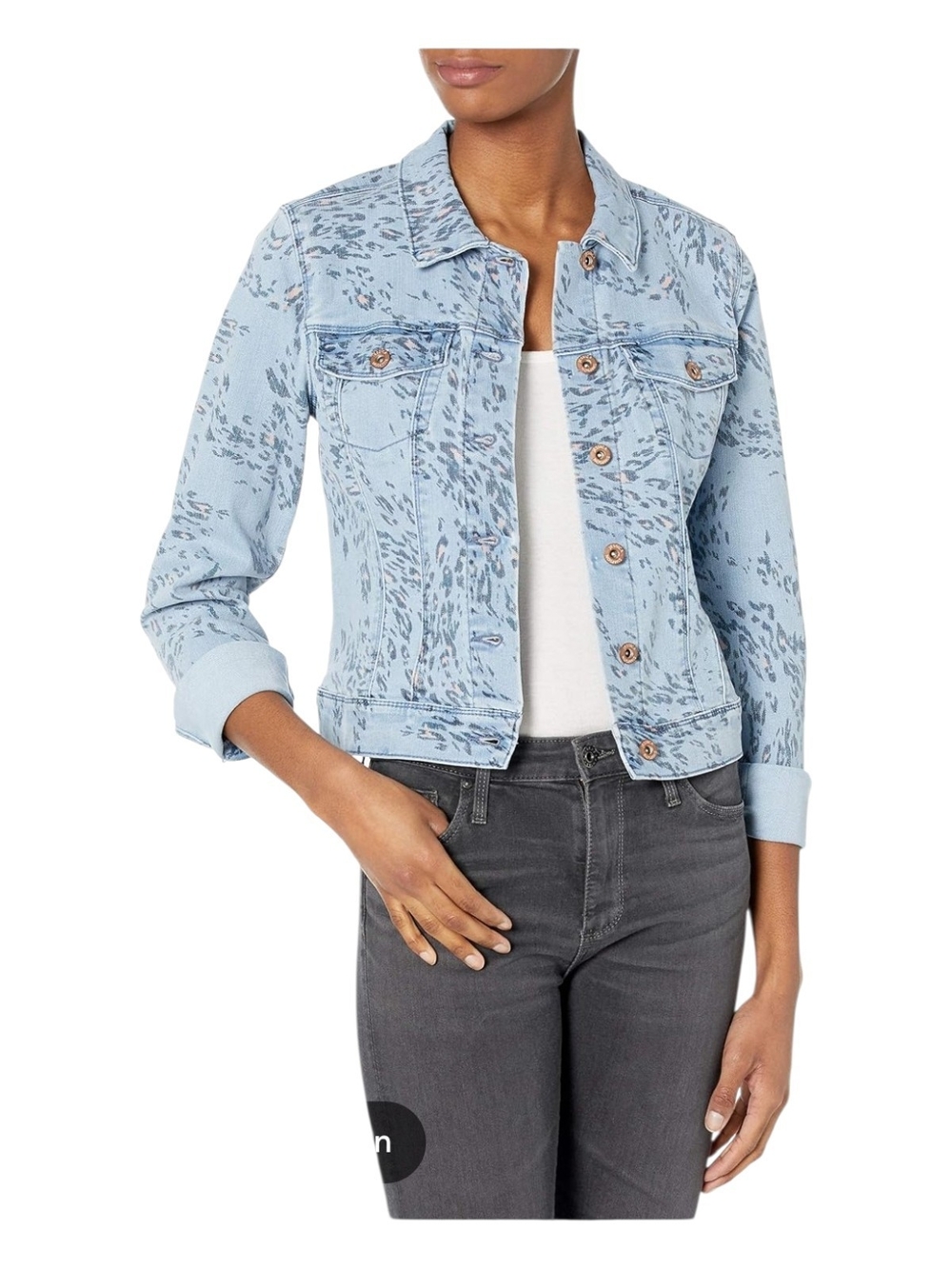 Jessica Simpson Peony Relaxed Denim Jacket in the "Whirling Cheetah" print